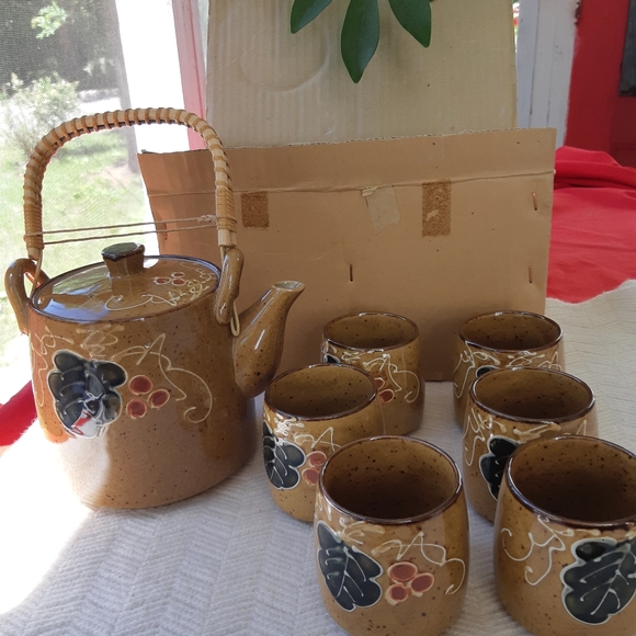 traditional Japanese tea service Set 7 pieces col - Picture 1 of 7